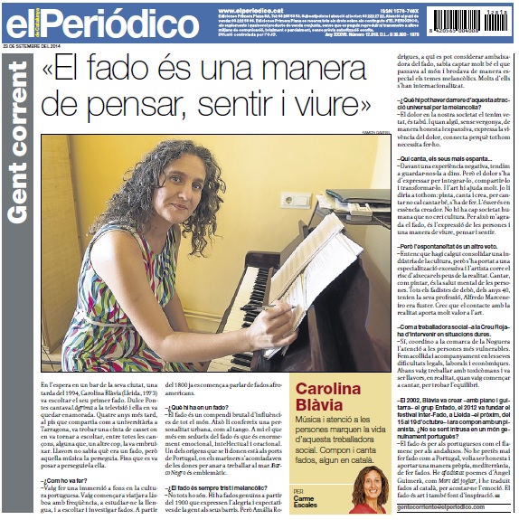 Carolina Blavia El Periódico de Catalunya 23 de setembre de 2014 La contra: gent corrent per Carme Escales. 